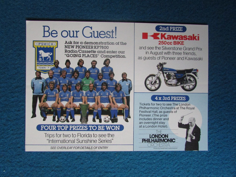 IPSWICH TOWN Competition Entry Form Leaflet 1982