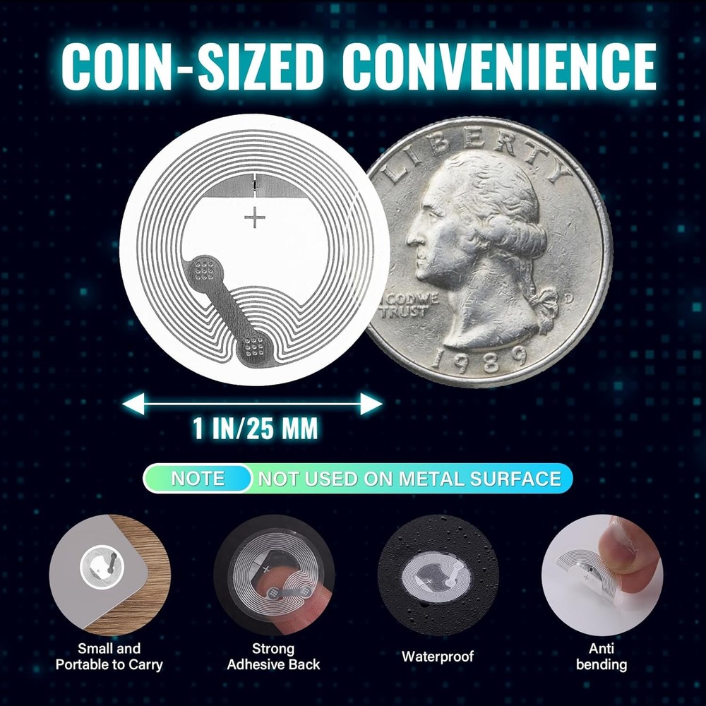 NTAG215 Waterproof NFC Tags 60 Pack Rewritable