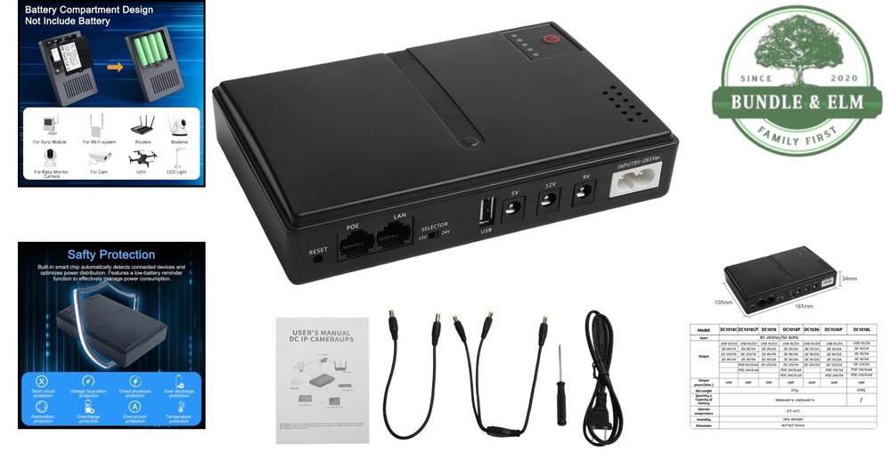 Mini UPS Battery Backup 12V for Router, Modem, Camera, Home Network