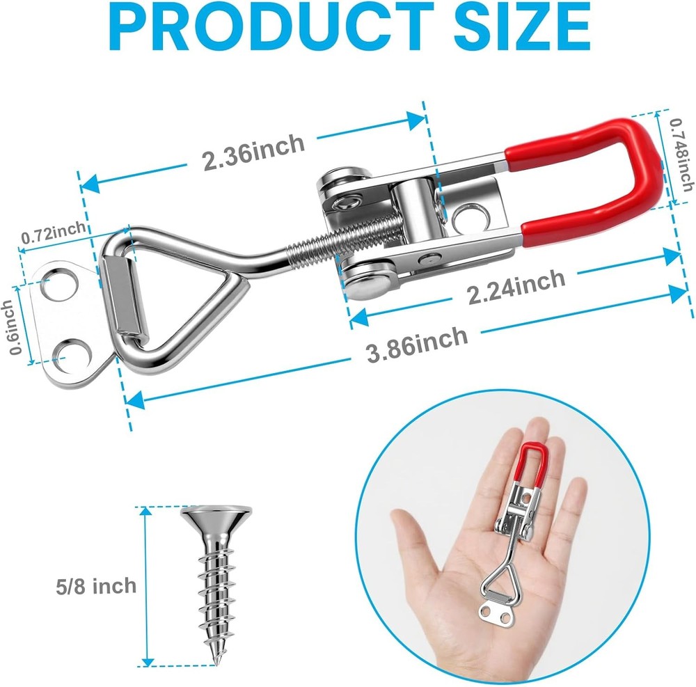 6 Pack Toggle Latch Clamp 4001, Adjustable Quick Release Pull Latches, Red