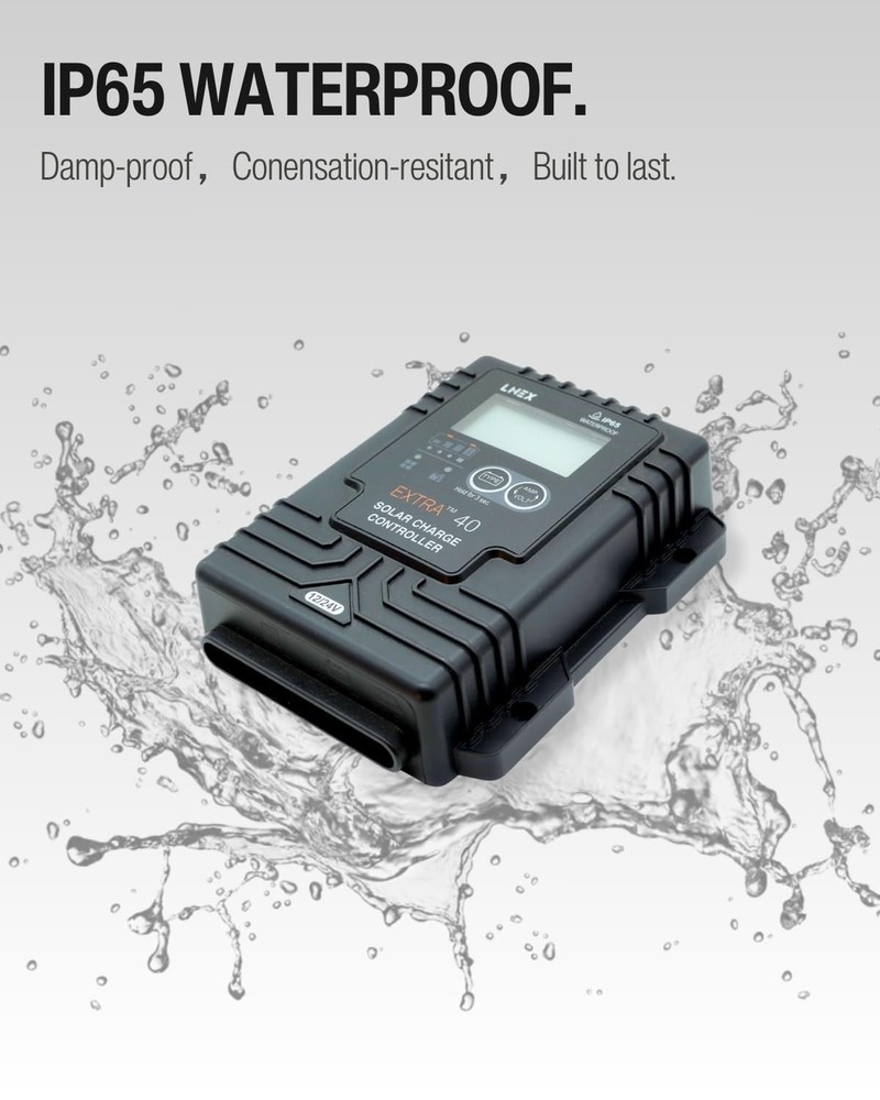 Solar Charge Controller Waterproof, 40A Solar Panel Regulator with Temp Senso...