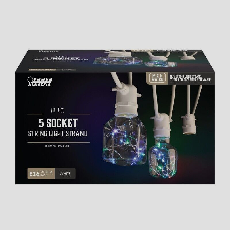 Feit Electric LED Mix N Match Socket String Light Strand Clear 10 ft. 5 lights