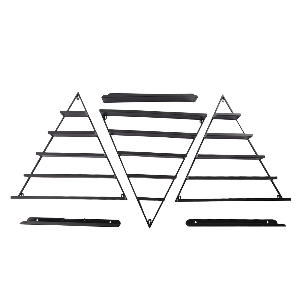 Black 5-Tier Wall-Mounted Metal Nail Polish Display Rack with Triangular Design