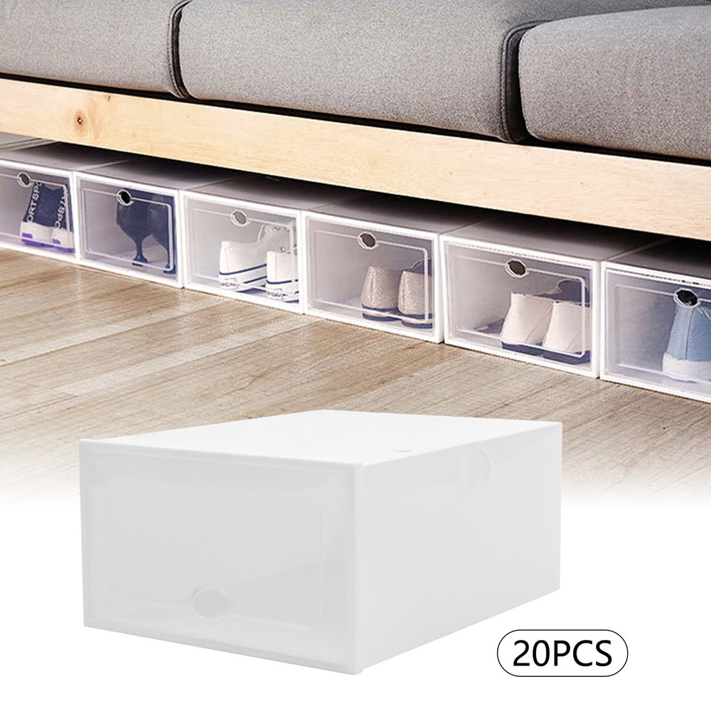 Stackable Shoe Storage Box Durable Plastic Sneaker Display Case Organizer 20pcs