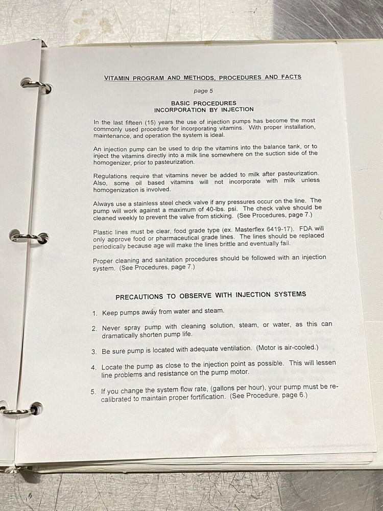 Tuskin Danisco Vitamin Program - Users Guide /Instruction Manual