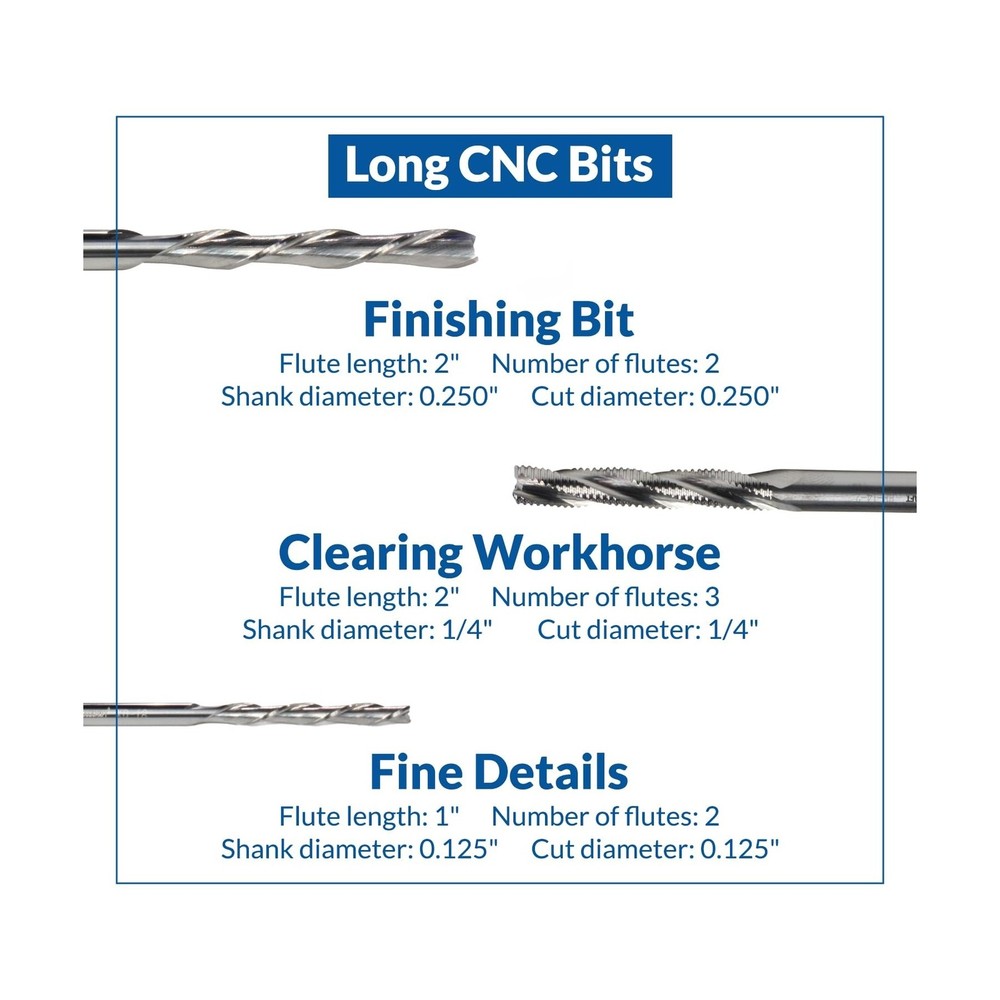 Extended Length CNC Router Bit Set (3-Piece) - Premium Extra Long Precision C...