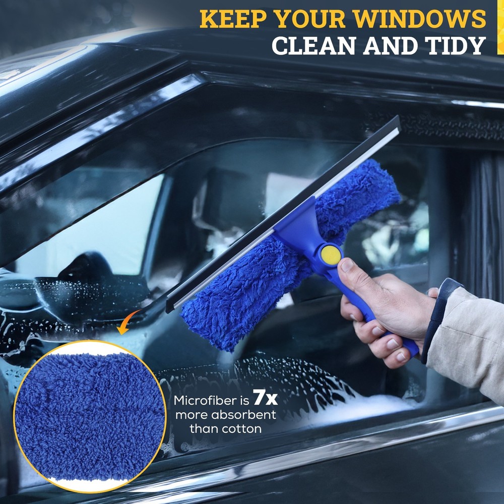 14" Window Combo Squeegee: Microfiber Scrubber Sleeve & Blade