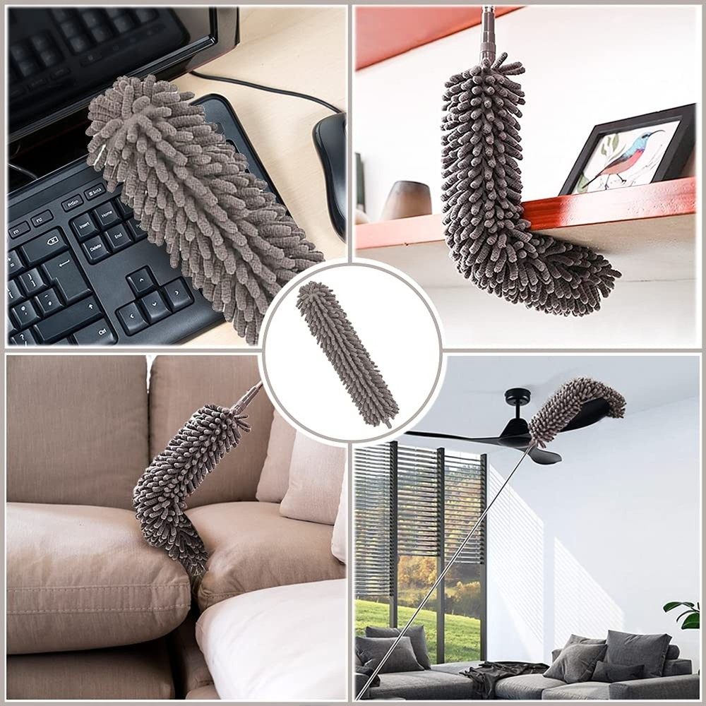 Microfiber Duster Cleaning Kit with 100 Inch Telescoping Extension Pole, Reus...
