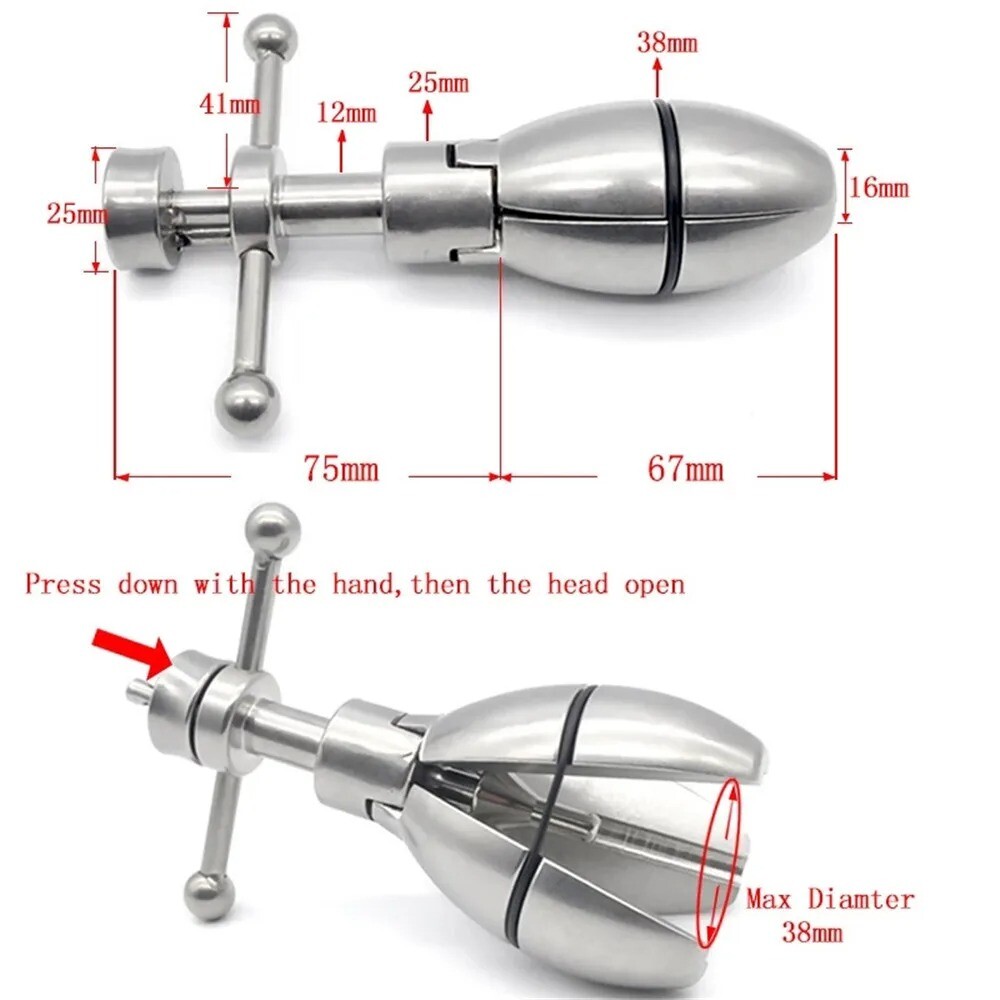 Huge Plug Extreme Spreader Dilator Vaginal Speculum Chastity Device Adjustable