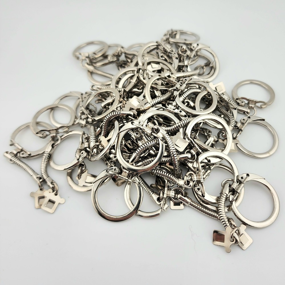 Bulk Silver Tone Snake Keychains — Snap Closure, Jump Ring & Tab – Choose Qty
