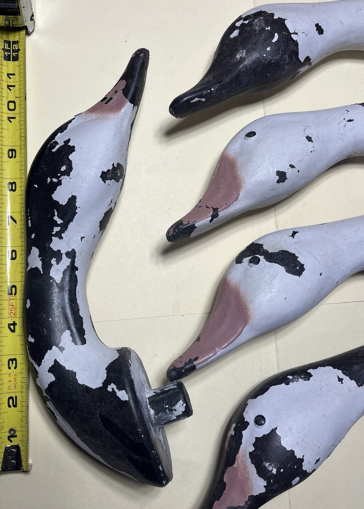 5 Plastic Snow Geese Decoy Heads Rough