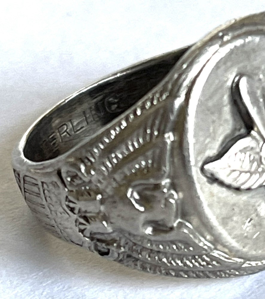 WW2 Army Air Corp Ring 925 Sterling Silver 9.50