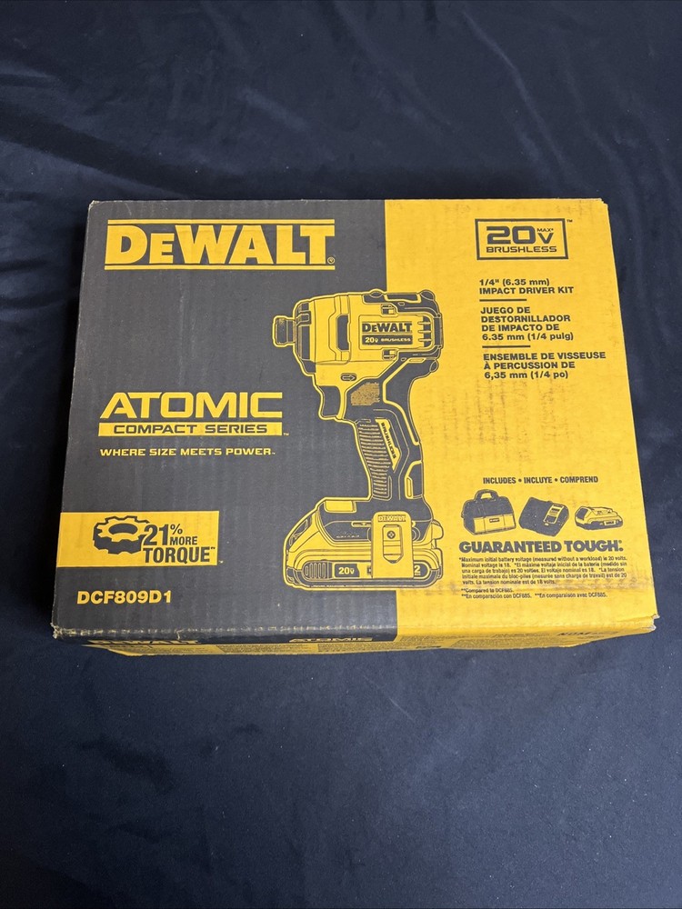 DEWALT DCF809D1 ATOMIC 20V MAX Brushless 1/4" Compact Impact Driver Kit