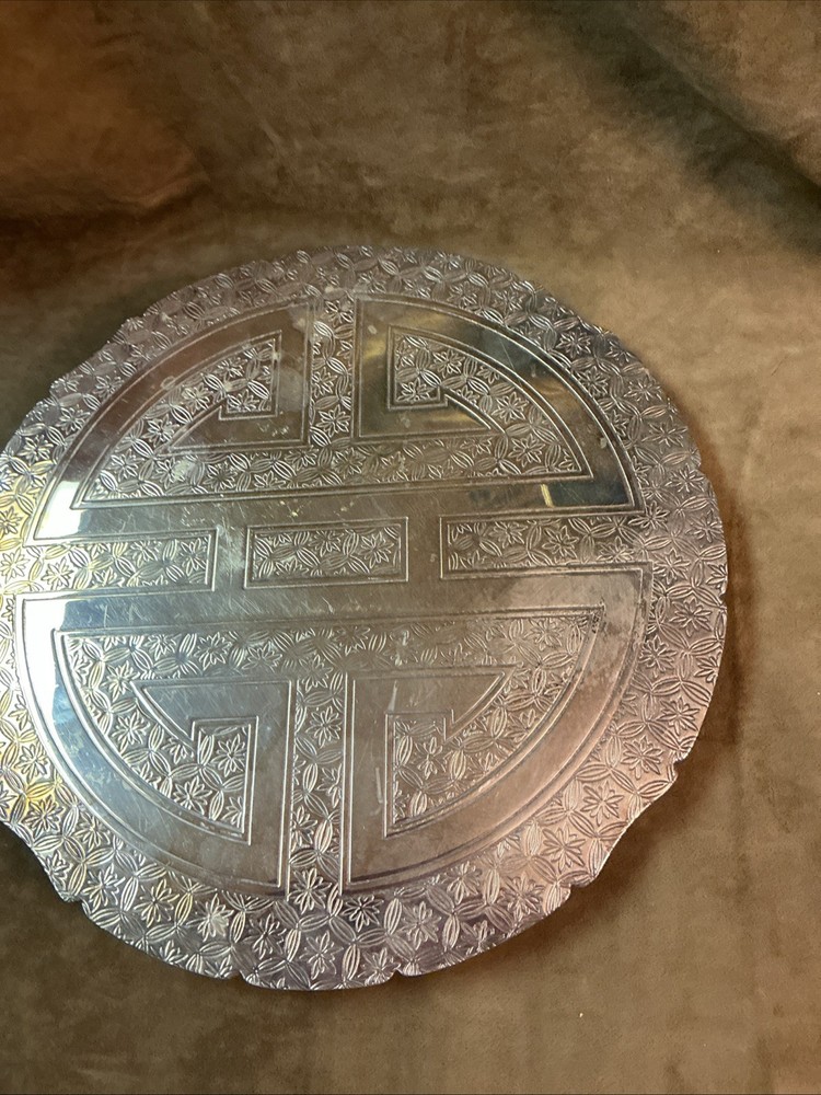 Vintage Gorham Silver Plated Large Size Footed Trivet/Hot Plate Floral Design