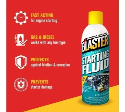 2 Pk 11oz Engine Starting Fluid Spray Fast-Acting Cold Start Boost Ether