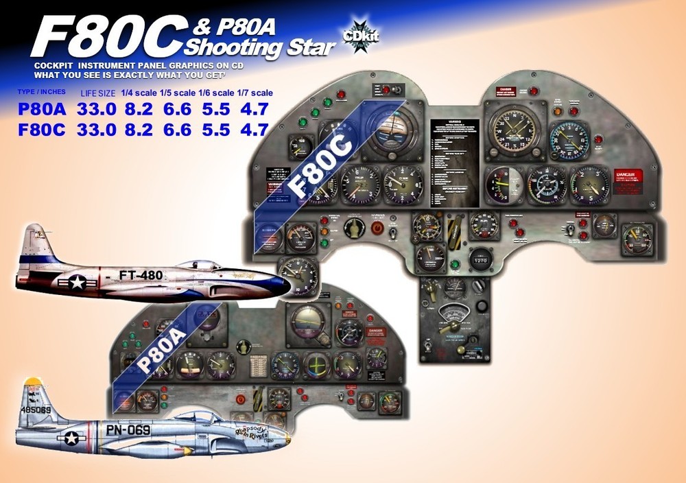 F80 SHOOTING STAR  COCKPIT instrument panel CDkit