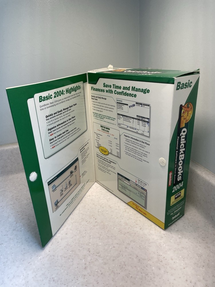 QuickBooks Basic 2004 In Box For PC Clean Disc Financial Software Windows XP