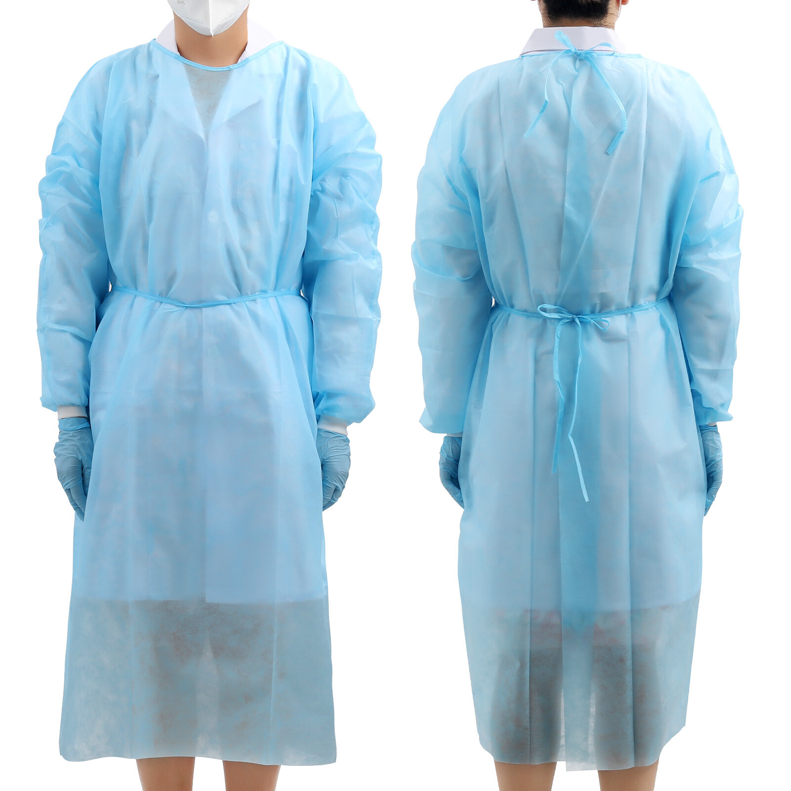 JMU Disposable Isolation Gowns PP Soft Medical Gowns with Knitted Elastic Cuffs