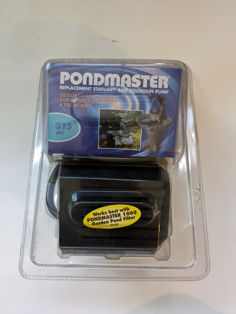 Pondmaster Statuary Pump 375 GPH 02616 Replacement Pond Filter System Black NEW
