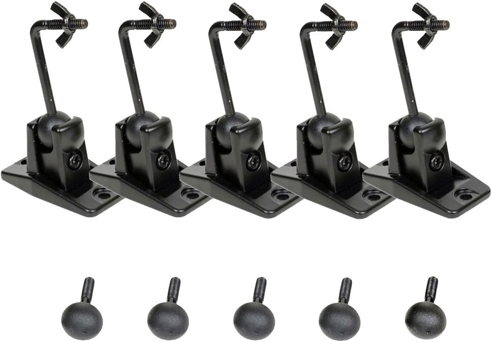 5 Heavy-Duty Black Satellite Speaker Mounts - Adjustable Wall/Ceiling Brackets