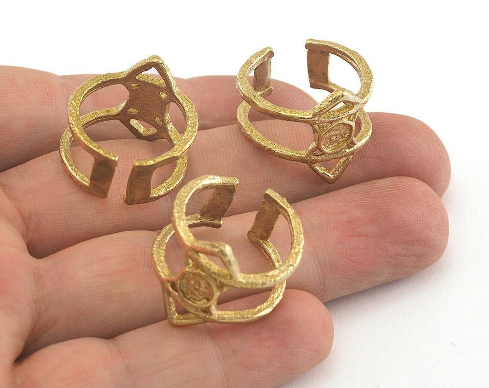 Ring Adjustable Ring Bezel Raw brass (18mm 7.5US inner size - Adjustable ) 2567