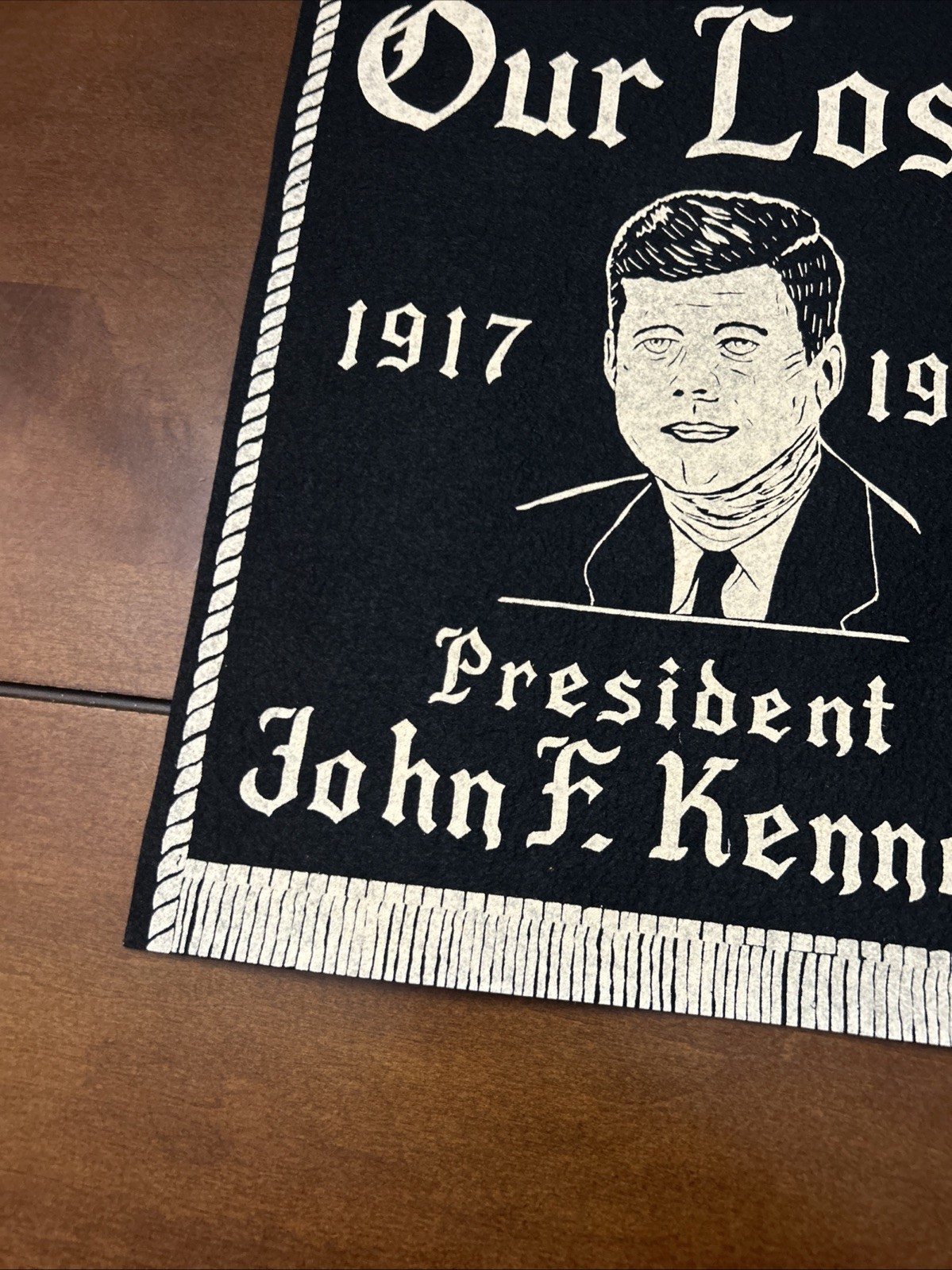1963 John F Kennedy JFK 1968 Martin King Luther Memorial Felt Banner ORIGINAL