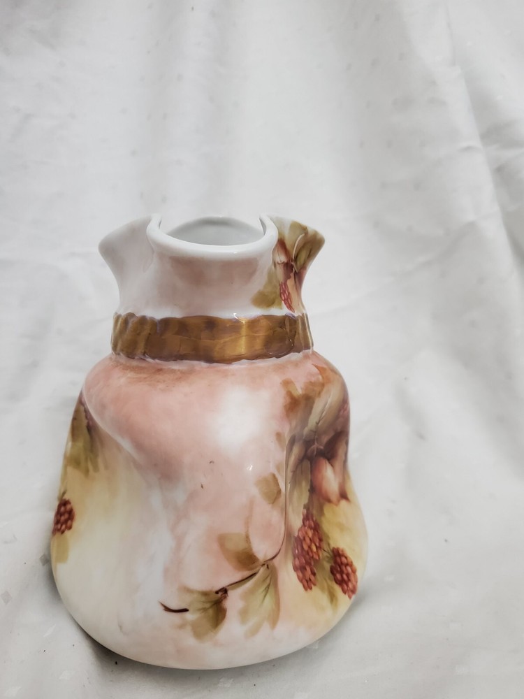 Dimpled Decorative Handpainted Ceramic Pitcher - Signed Alice Olson