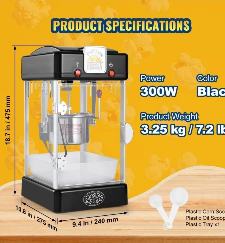 Vevor Popcorn Maker 2.5oz Tabletop Popcorn Maker Red NP25001