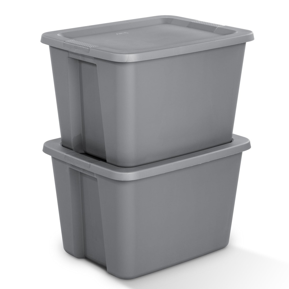 18 Gallon Large Storage Bin, Plastic Storage Container with Snap-On Lid, Gray