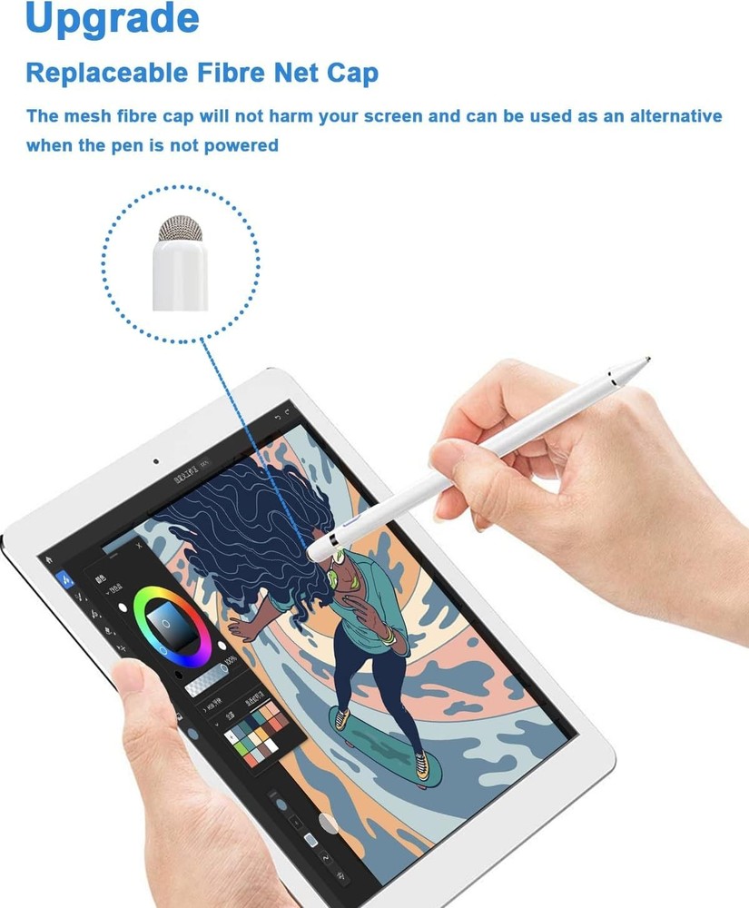 Stylus Pen for Touch Screen 1.5mm Fine Point iPhone White