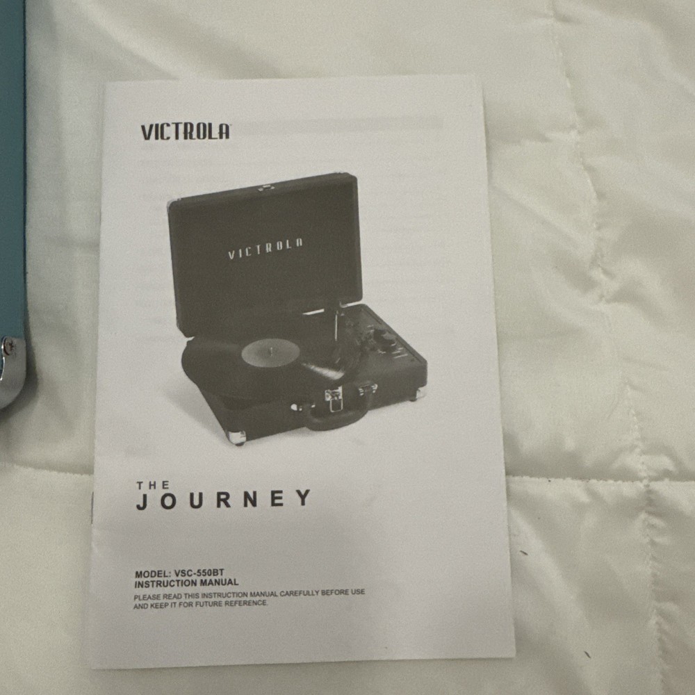 Victrola Model VSC-400SB Blue Patterned Suitcase Record Player With Bluetooth