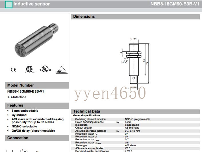Original Proximity Switch NBB8-18GM60-B3B-V1 Sensor sensor