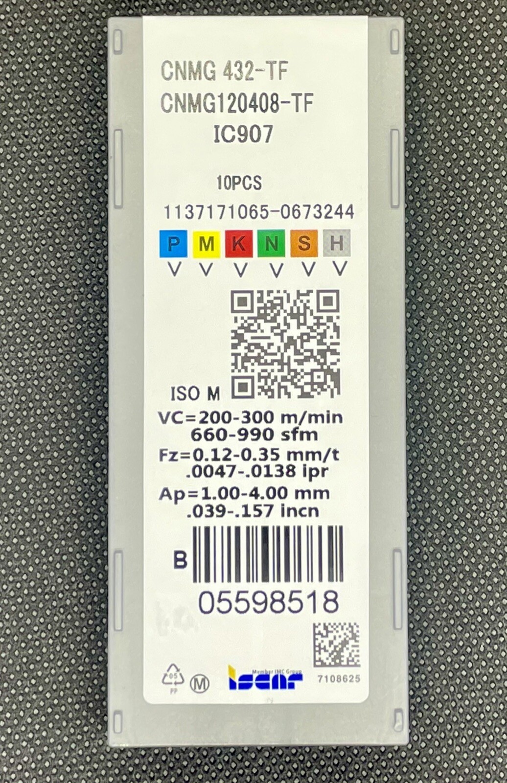 ISCAR CNMG 432-TF IC907 CNMG 120408-TF Carbide Inserts 10 PCS Free Shipping!