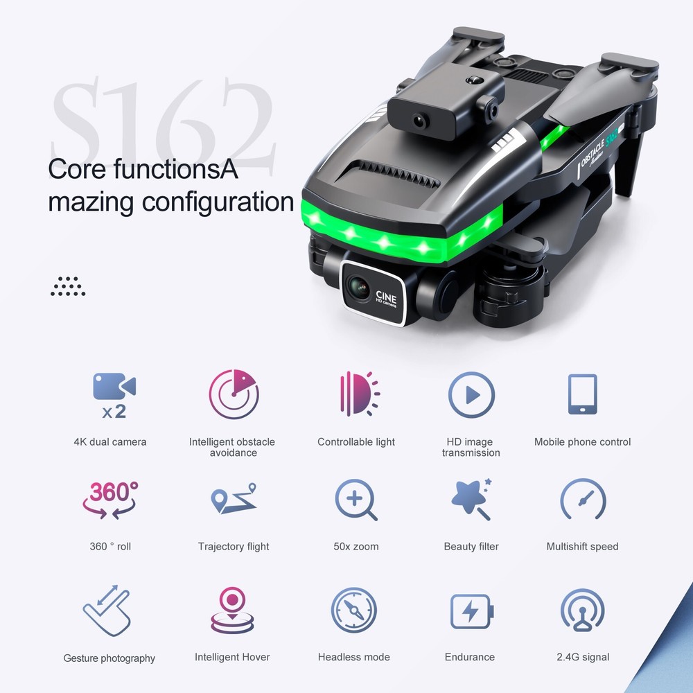 S162 RC Drones Dual Cameras 360° Headless Mode 3pc battery