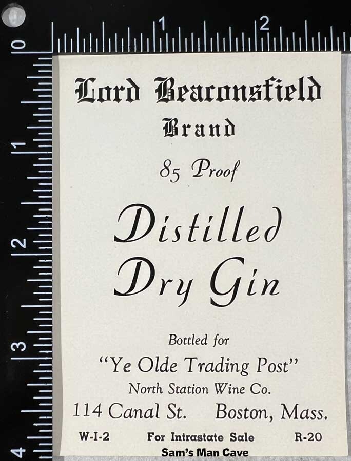 Lord Beaconsmith Distilled Dry Gin Label - MASSACHUSETTS
