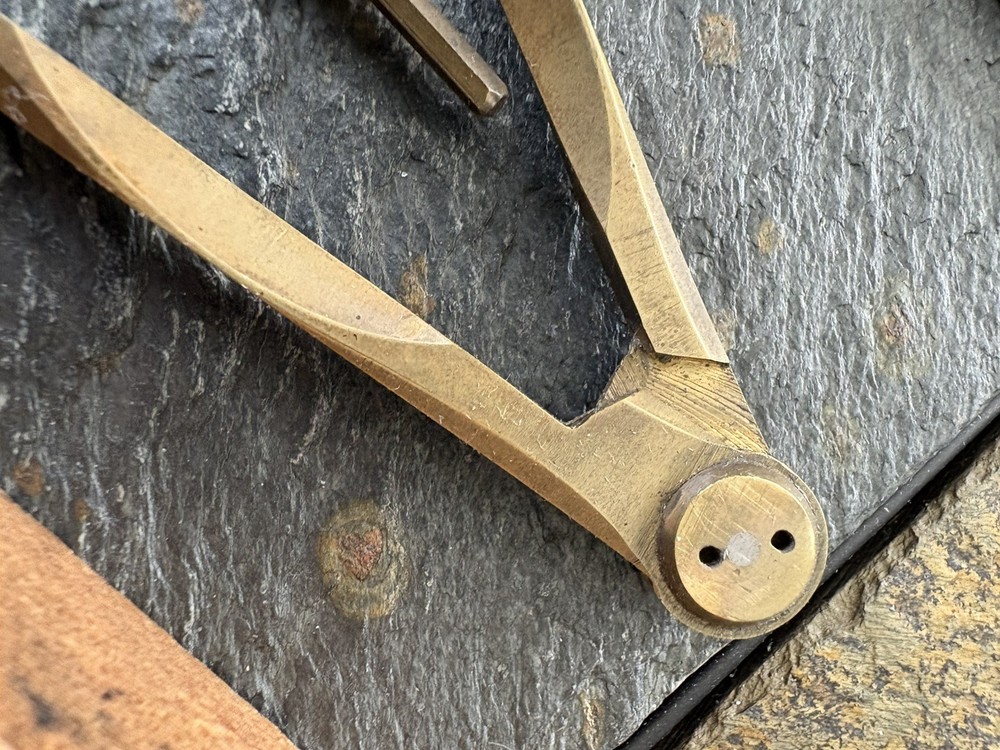 Antique Brass Compass Pencil Navigational Divider Drafting Tool Boxed