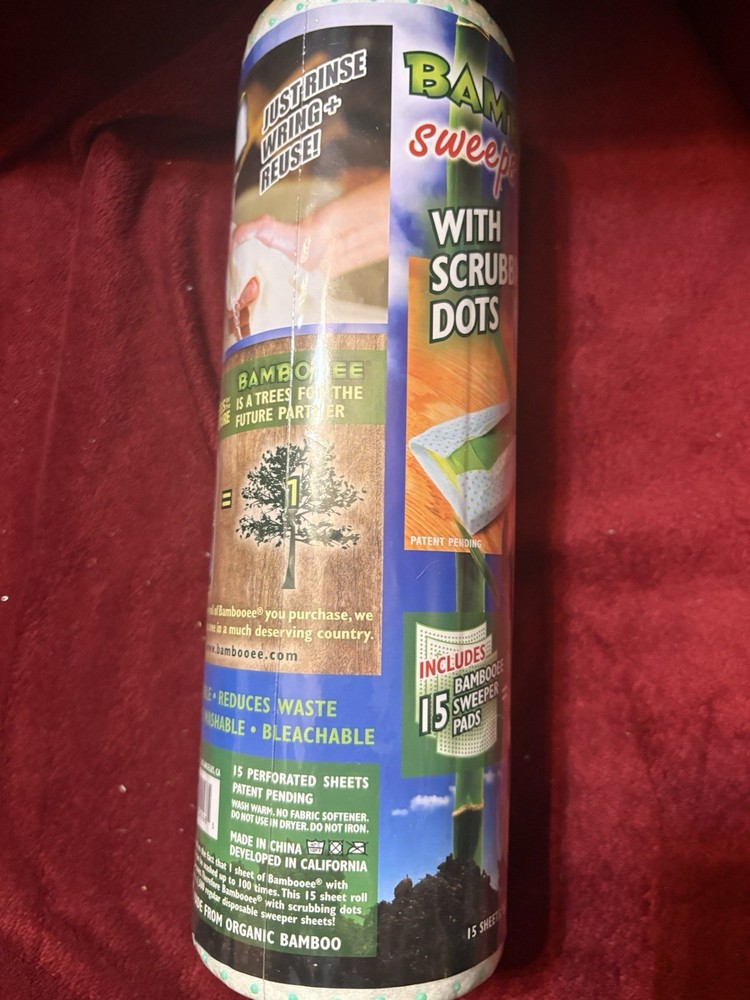 NEW Bambooee Reusable Bamboo Sweeper Sheets w/Sweeper Scrubbing Dots Washable