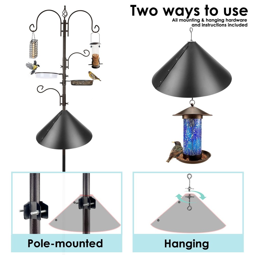Bird Feeder Pole with Squirrel 91 Inch squirrel baffle kits, Bronze