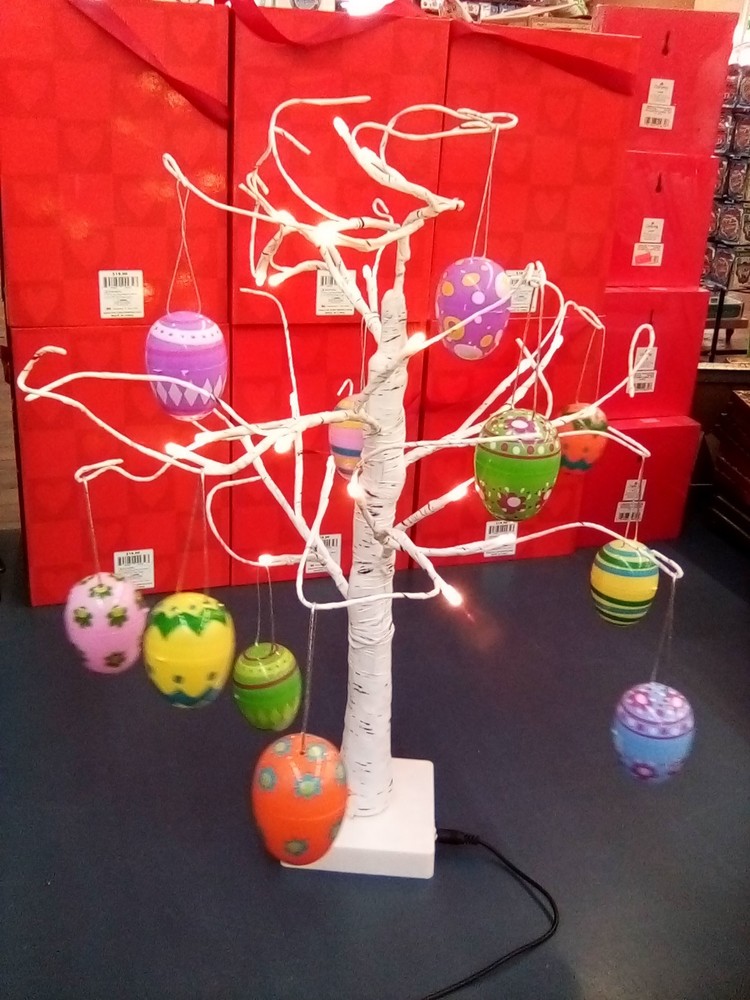 2 ft Tabletop Light Up Easter Egg Floral Tree With 12 Eggs