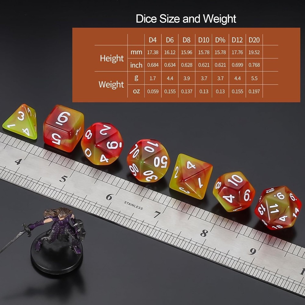 Colorful Polyhedral Dice Set for D&D RPG Games