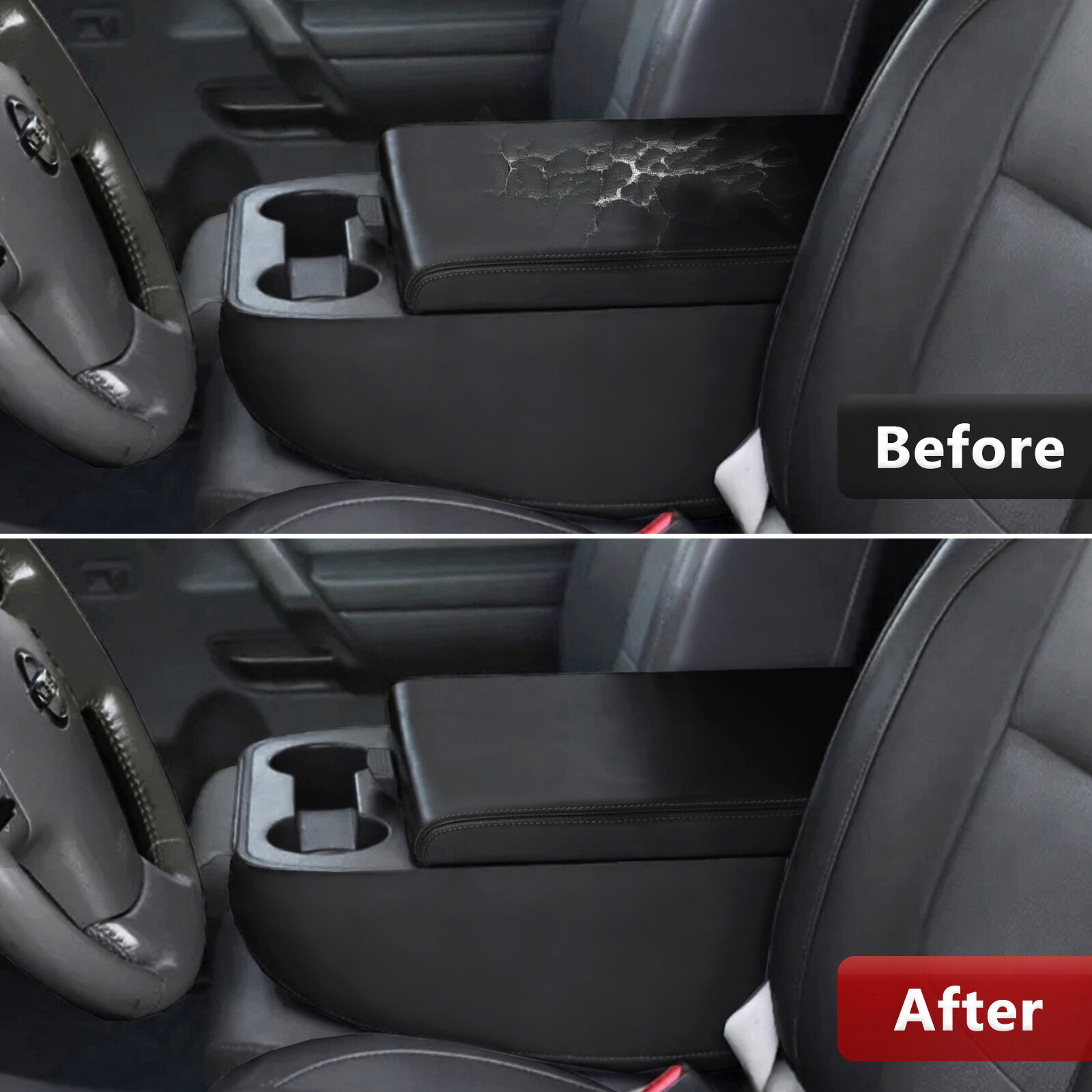 Fits 2004-2024 Nissan Titan Leather Center Console Lid Armrest Cover Trim Black