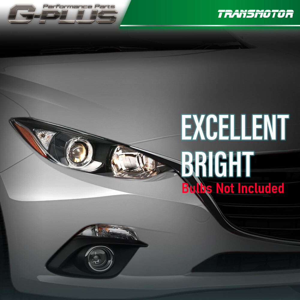 Pair Fit For 14-16 Mazda 3 Driver & Passenger Side Headlight Assembly