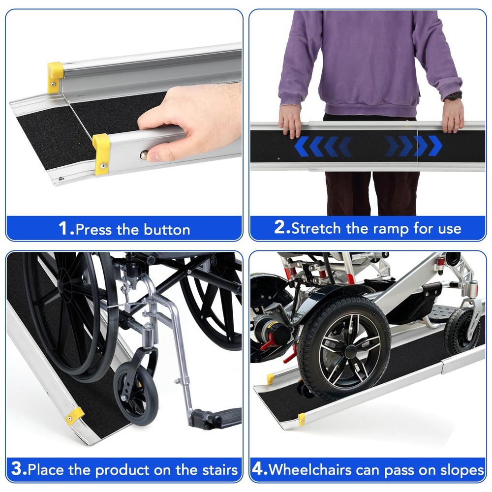 2-Pack 8ft Aluminum Motorcycle Loading Ramp, Adjustable, Portable Telescoping