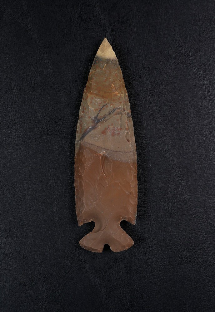 Large 5.8" Point Spearhead, Arrowhead Tool, Knife, Blade with Crystals Embedded
