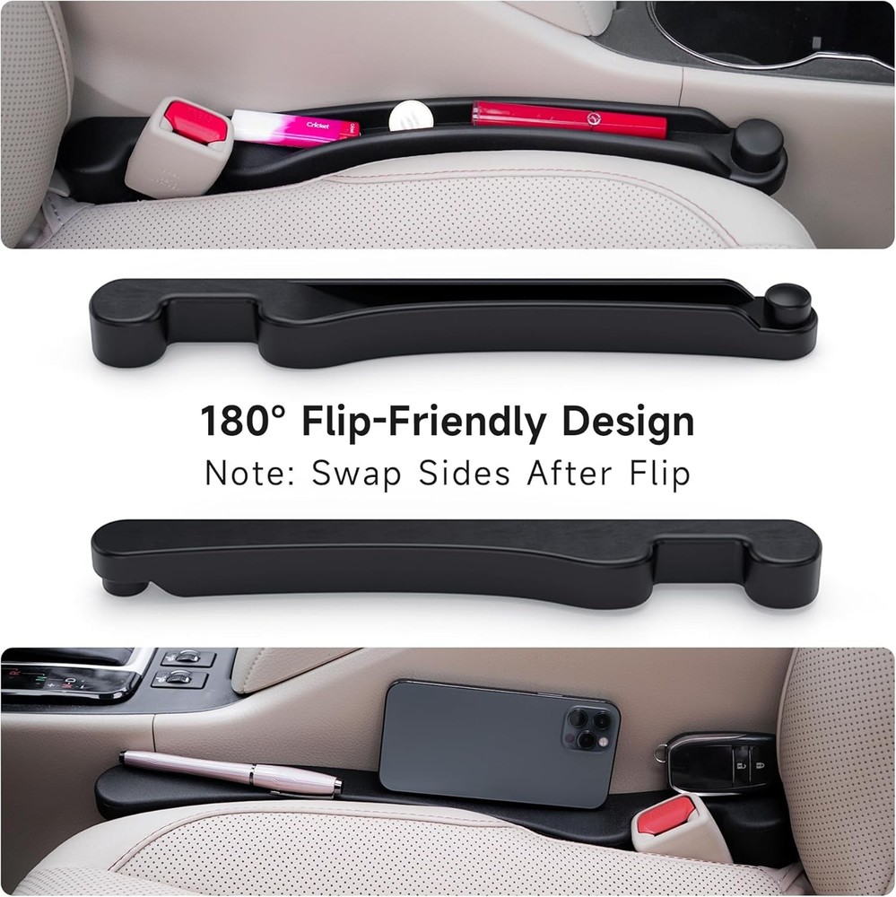 Car Seat Gap Filler Set (2-Piece) with Organizer and Hook Function, Universal