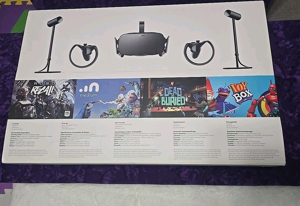Meta Oculus Rift VR Headset- Black W Extra Sensor And Cables