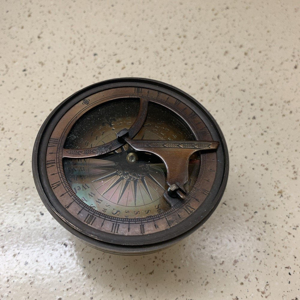 Vintage Brass Ship Navigation Sundial Compass