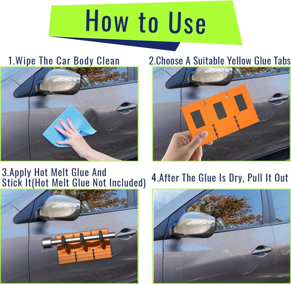 Versatile Car Dent Puller Tool Kit - Stainless Steel Lifter & Multiple Tabs