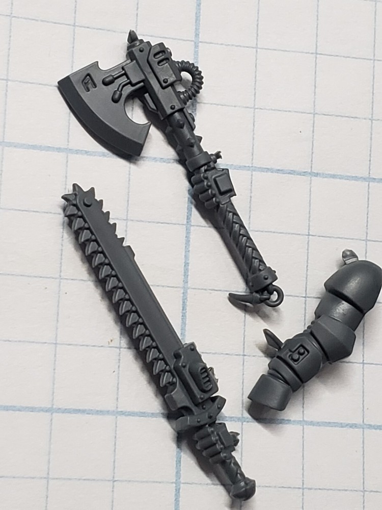 Warhammer 40k Space Wolves Bits Grey Hunters Chainsword Power Axe Set #13
