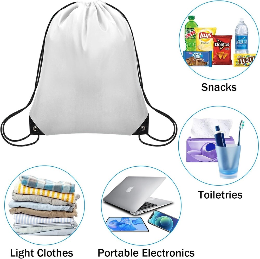 Drawstring Bags Bulk, Backpack Polyester String Bag Cinch White
